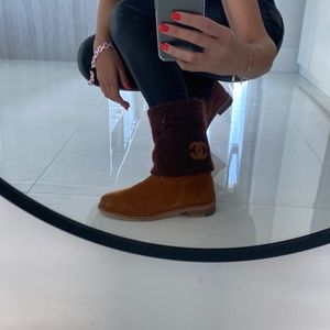 Boots Chanel suede and wool size 40 EUR, size 9 US